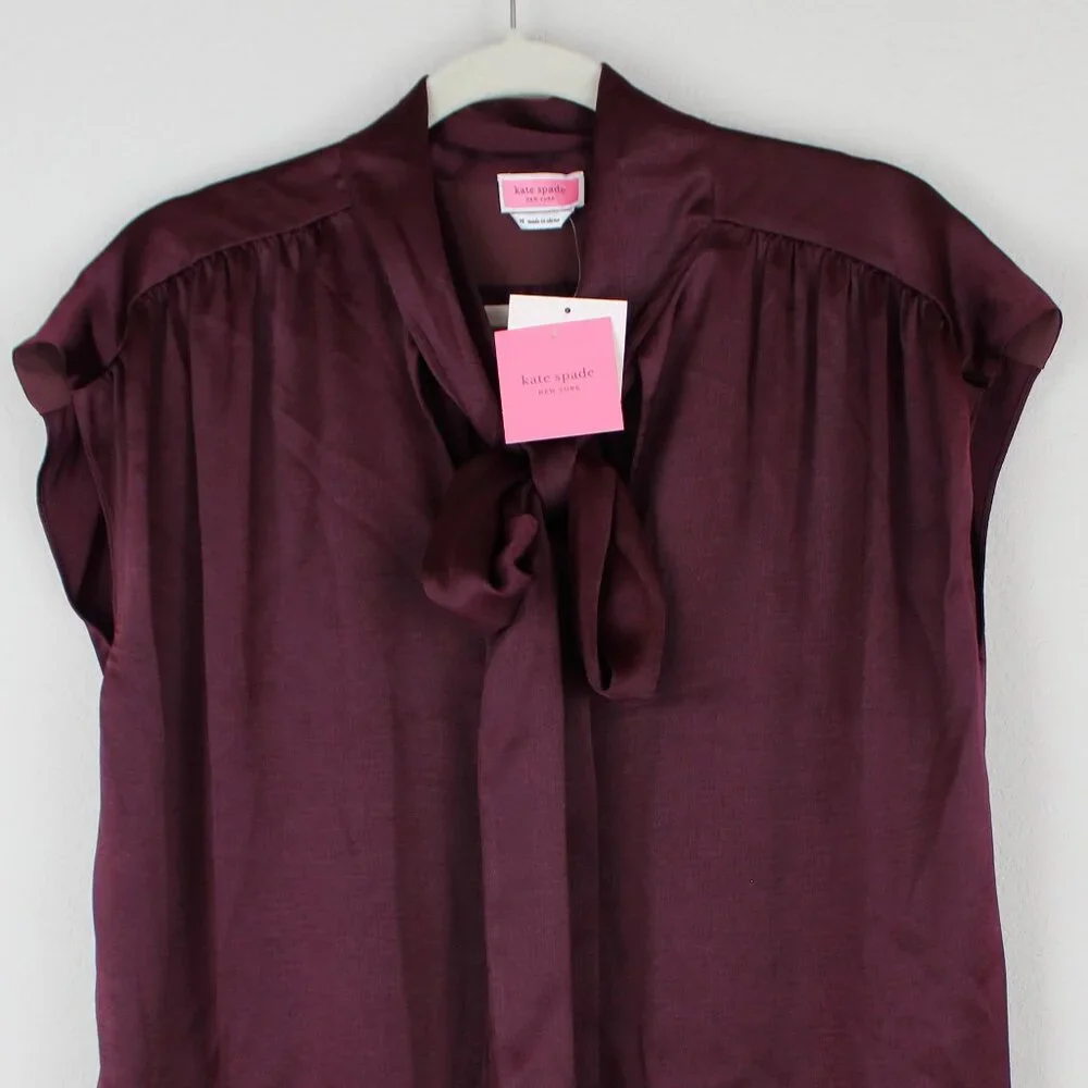 NWT KATE SPADE NEW YORK Satin Neck Tie Top, Medium